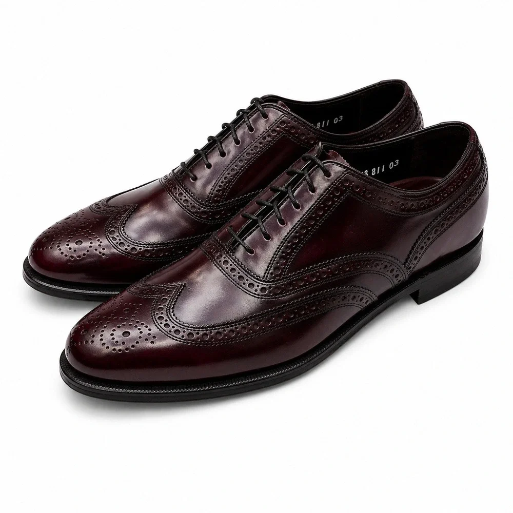 Florsheim Mens Burgundy Leather Wingtip Oxford Dress Shoes 9 D 30300